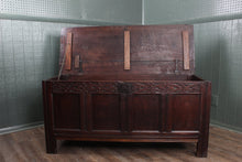 Load image into Gallery viewer, English Carved Oak Bedding Box c.1680