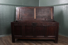 Load image into Gallery viewer, English Carved Oak Bedding Box c.1680