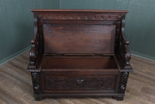 Load image into Gallery viewer, English Carved Oak Bench c.1850