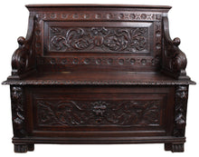 Load image into Gallery viewer, English Carved Oak Bench c.1850