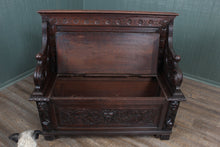 Load image into Gallery viewer, English Carved Oak Bench c.1850