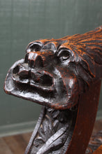 Load image into Gallery viewer, English Carved Oak Bench dated 1902