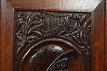Load image into Gallery viewer, English Carved Oak Bench dated 1902