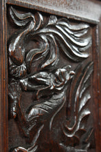 Load image into Gallery viewer, English Carved Oak Bench dated 1902