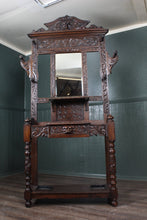 Load image into Gallery viewer, English Carved Oak Hallstand c.1890