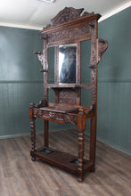 Load image into Gallery viewer, English Carved Oak Hallstand c.1890