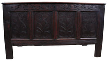 Load image into Gallery viewer, English Handcarved Oak Bedding Box c.1820