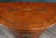 Load image into Gallery viewer, English Handpainted Walnut Demilune Cabinet c.1910