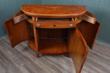 Load image into Gallery viewer, English Handpainted Walnut Demilune Cabinet c.1910