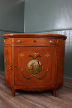 Load image into Gallery viewer, English Handpainted Walnut Demilune Cabinet c.1910