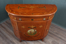 Load image into Gallery viewer, English Handpainted Walnut Demilune Cabinet c.1910