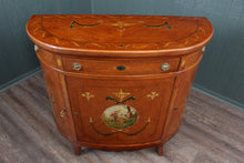 Load image into Gallery viewer, English Handpainted Walnut Demilune Cabinet c.1910