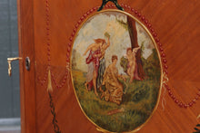 Load image into Gallery viewer, English Handpainted Walnut Demilune Cabinet c.1910