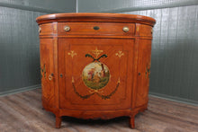 Load image into Gallery viewer, English Handpainted Walnut Demilune Cabinet c.1910