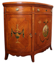 Load image into Gallery viewer, English Handpainted Walnut Demilune Cabinet c.1910