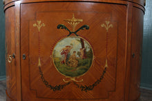 Load image into Gallery viewer, English Handpainted Walnut Demilune Cabinet c.1910