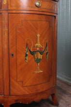 Load image into Gallery viewer, English Handpainted Walnut Demilune Cabinet c.1910