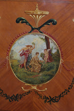Load image into Gallery viewer, English Handpainted Walnut Demilune Cabinet c.1910