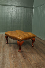 Load image into Gallery viewer, English Leather Tufted Footstool