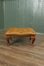 Load image into Gallery viewer, English Leather Tufted Footstool