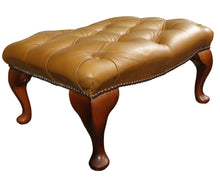 Load image into Gallery viewer, English Leather Tufted Footstool