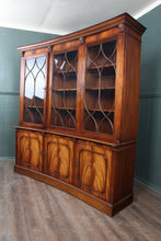 Load image into Gallery viewer, English Mahogany Concave Bookcase over Cupboard