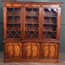 Load image into Gallery viewer, English Mahogany Concave Bookcase over Cupboard
