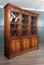 Load image into Gallery viewer, English Mahogany Concave Bookcase over Cupboard