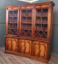 Load image into Gallery viewer, English Mahogany Concave Bookcase over Cupboard