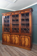 Load image into Gallery viewer, English Mahogany Concave Bookcase over Cupboard
