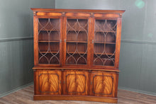 Load image into Gallery viewer, English Mahogany Concave Bookcase over Cupboard
