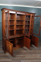 Load image into Gallery viewer, English Mahogany Concave Bookcase over Cupboard