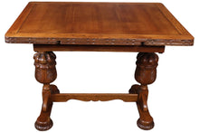 Load image into Gallery viewer, English Oak Drawleaf Trestle Table c.1900