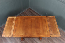Load image into Gallery viewer, English Oak Drawleaf Trestle Table c.1900