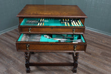 Load image into Gallery viewer, English Oak Fitted Cutlery Table c.1900