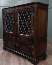 Load image into Gallery viewer, English Oak Leaded Glass Bookcase