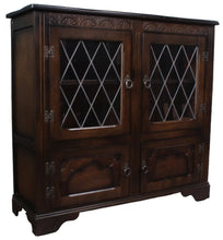 Load image into Gallery viewer, English Oak Leaded Glass Bookcase