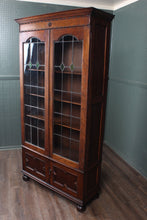 Load image into Gallery viewer, English Oak Leaded Glass Bookcase c.1900