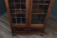 Load image into Gallery viewer, English Oak Leaded Glass Bookcase c.1900