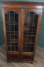 Load image into Gallery viewer, English Oak Leaded Glass Bookcase c.1900