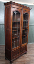Load image into Gallery viewer, English Oak Leaded Glass Bookcase c.1900