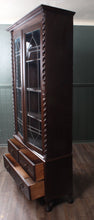 Load image into Gallery viewer, English Oak Leaded Glass Bookcase c.1910