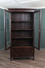 Load image into Gallery viewer, English Oak Leaded Glass Bookcase c.1910