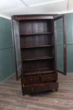Load image into Gallery viewer, English Oak Leaded Glass Bookcase c.1910
