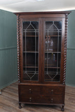 Load image into Gallery viewer, English Oak Leaded Glass Bookcase c.1910