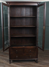 Load image into Gallery viewer, English Oak Leaded Glass Bookcase c.1910