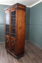 Load image into Gallery viewer, English Oak Stained Glass Bookcase c.1900
