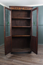 Load image into Gallery viewer, English Oak Stained Glass Bookcase c.1900