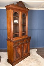 Load image into Gallery viewer, English Walnut Bookcase over Cupboard c.1900