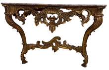 Load image into Gallery viewer, French 1890 Gold Gilt Rococo Style Marble Topped Console